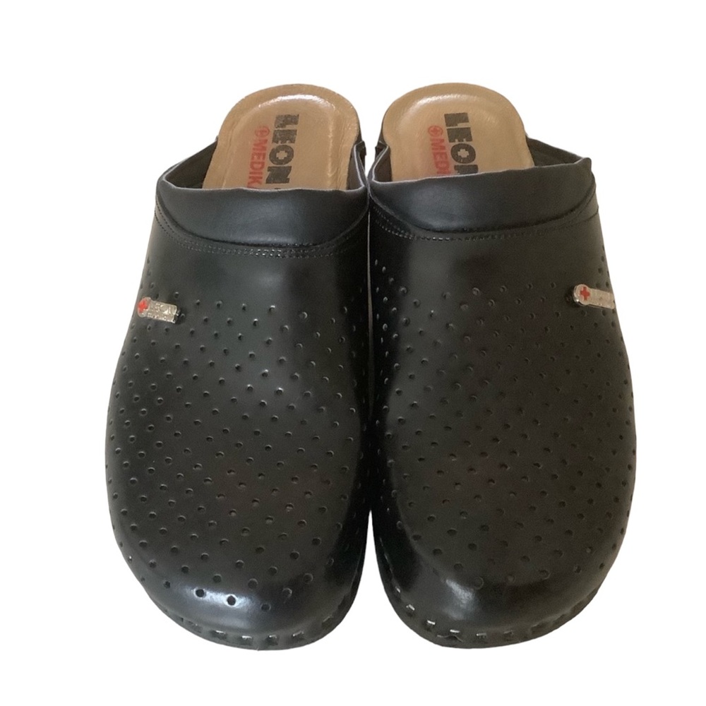 Leon PU100 anatomic shoe clogs genuine leather comfort medical anti-slip mules
